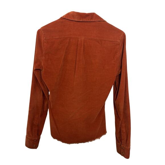 VTG Y2K Wet Seal Orange Corduroy Snap Up Long Sleeve Size Small Grunge Western - Picture 2 of 7